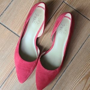 Naturalizer tiny heel red suede pumps